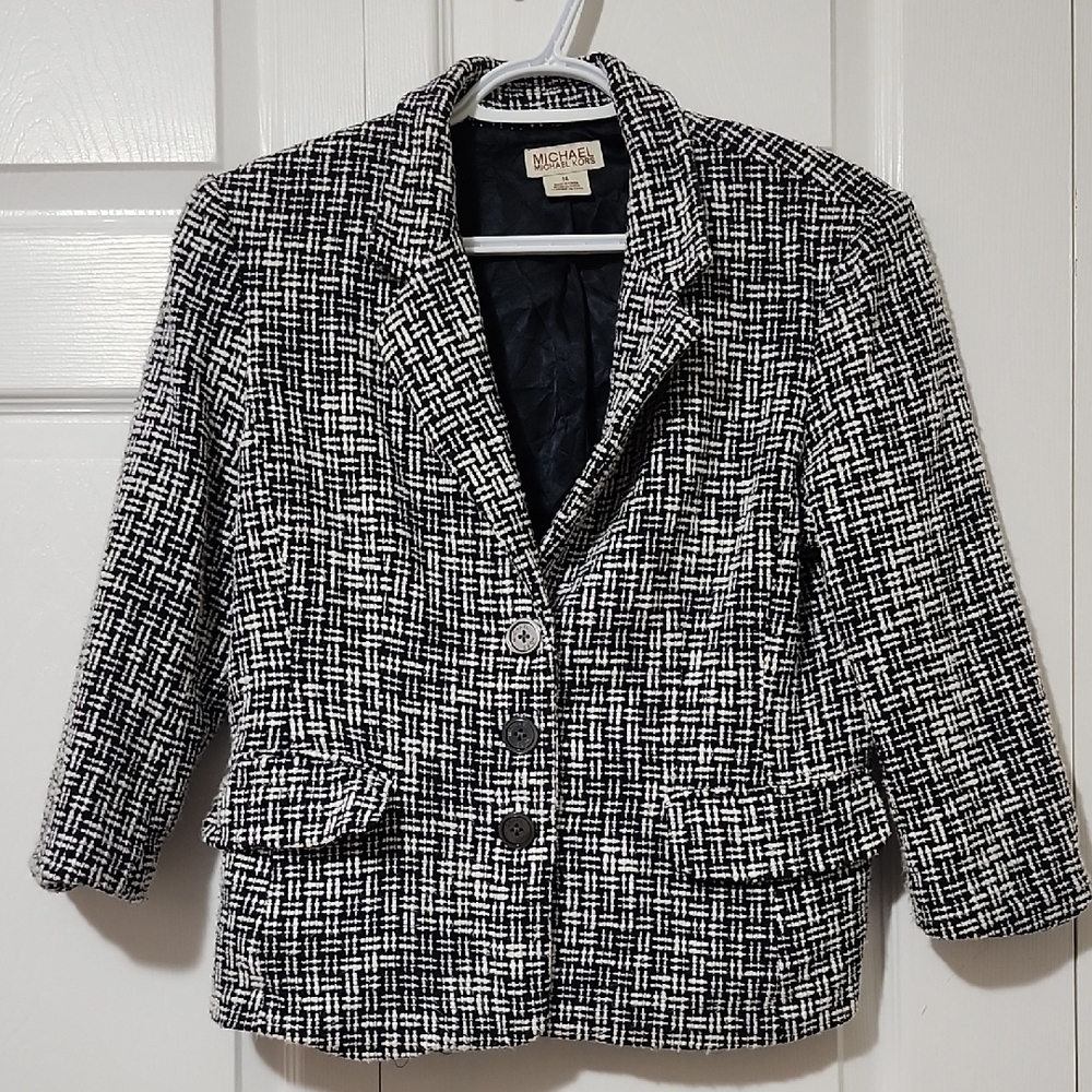 Michael Kors Black and White Checkered Blazer - Picture 1 of 4
